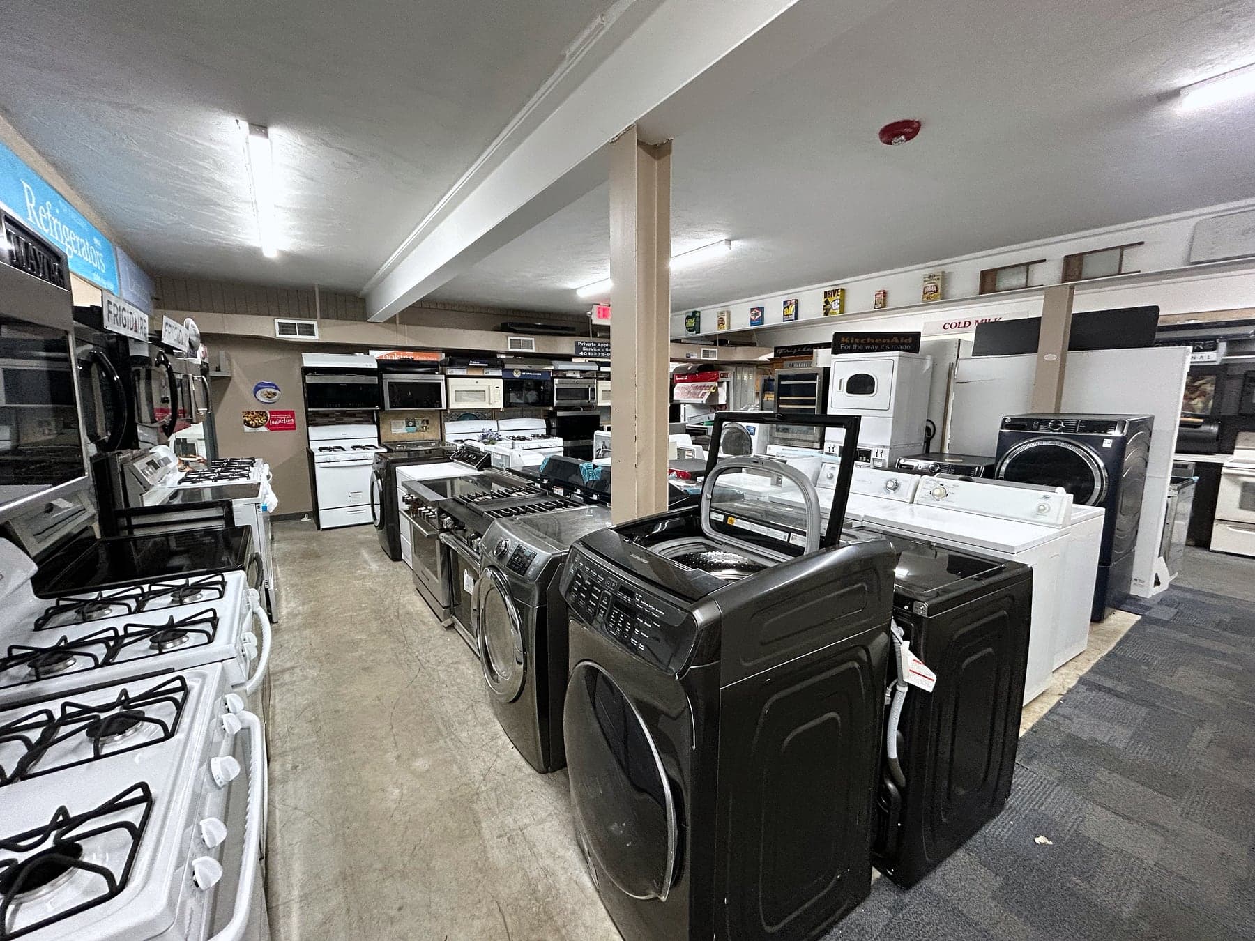 Washers, dryers and ranges on the Private Appliance showroom floor